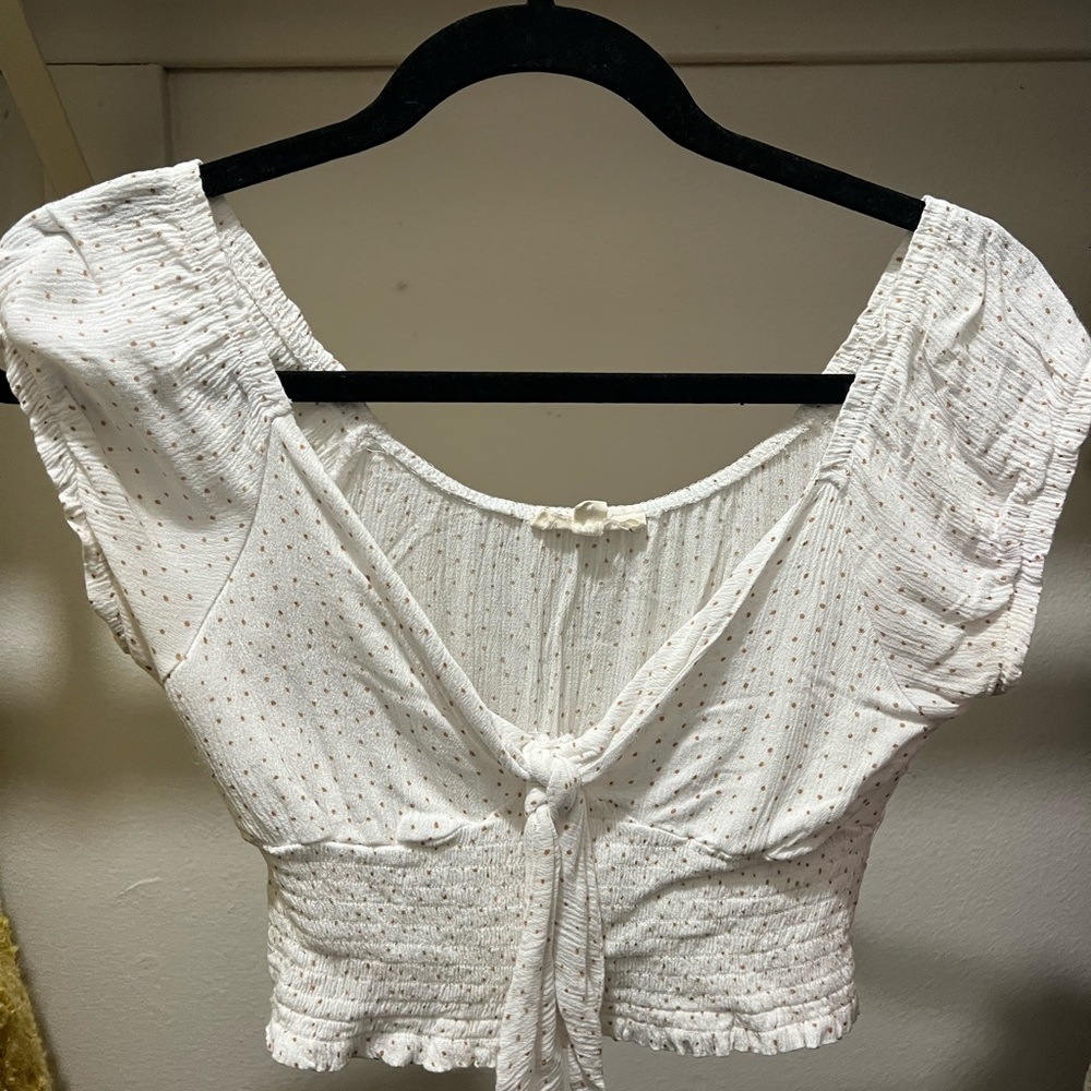 White Polka Dot Women's Top